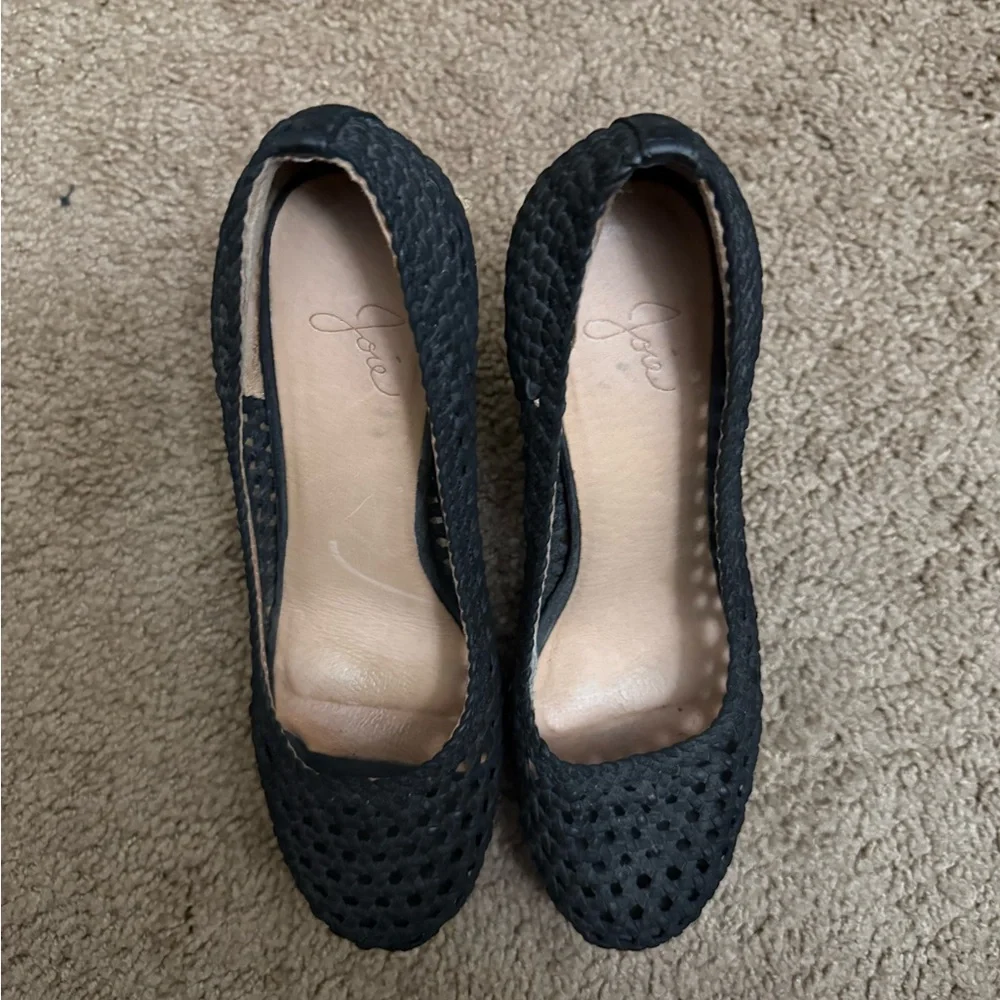 Joie Black Woven Wedge Espadrilles